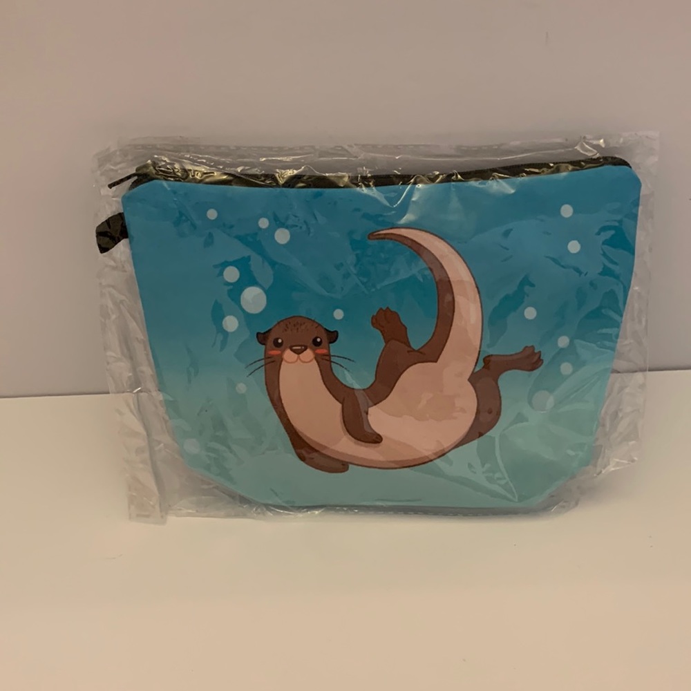 Swimming Otter Bubbles Waves Pouch Case.